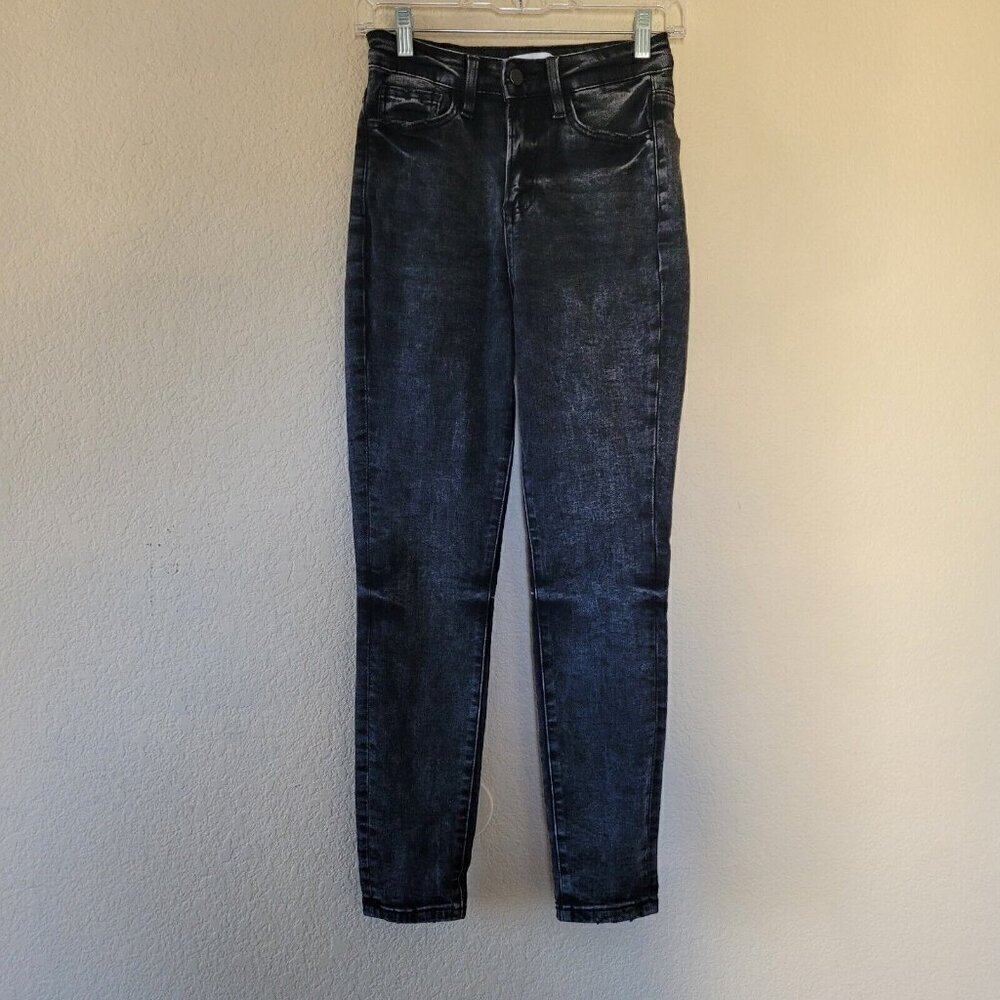 Flying Monkey Jeans Womens Size 25 High Rise Charcoal Black Distressed Stretchy